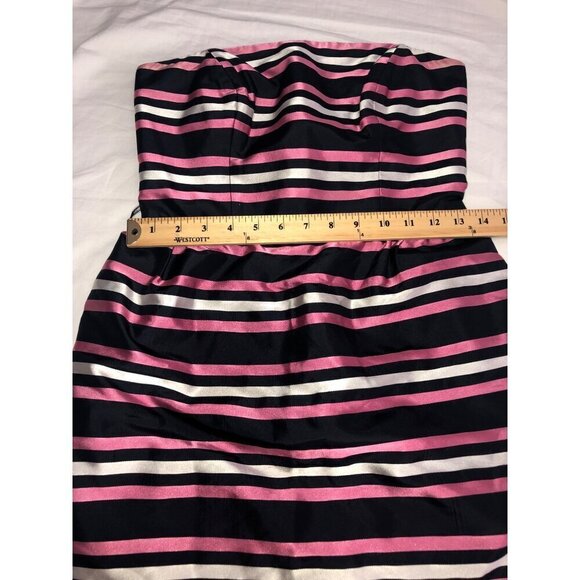 Milly New York Dress Size 6 Strapless Silk Blue Pink Striped Party Evening Glam - Picture 5 of 9